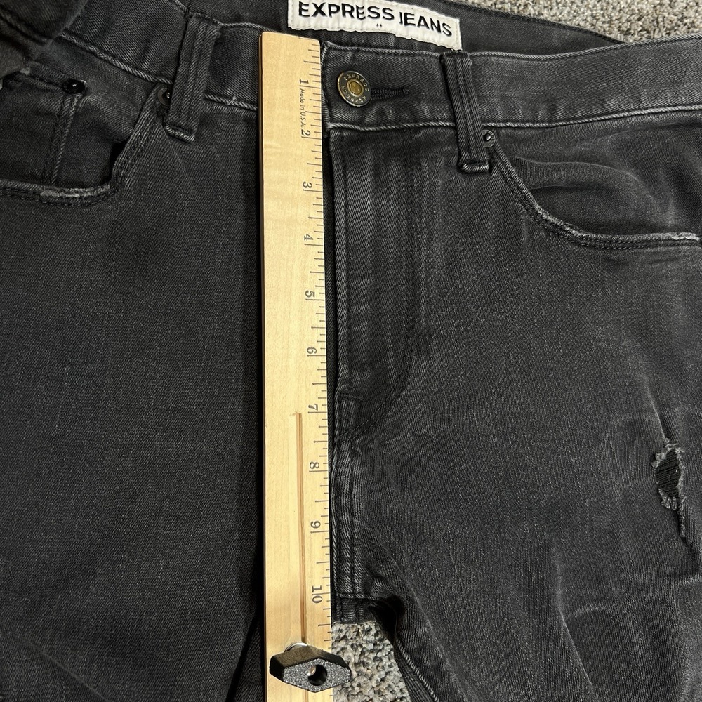Express Jeans Mens 32x32 Black Rocco Slim‎ Straight Dark Wash Stretch Denim - Picture 10 of 12